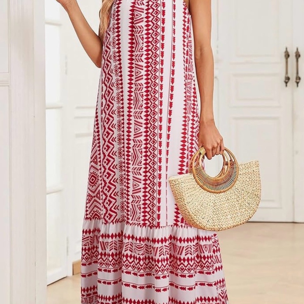 Dokotoo Boho Red & White Maxi Dress - Picture 3 of 11